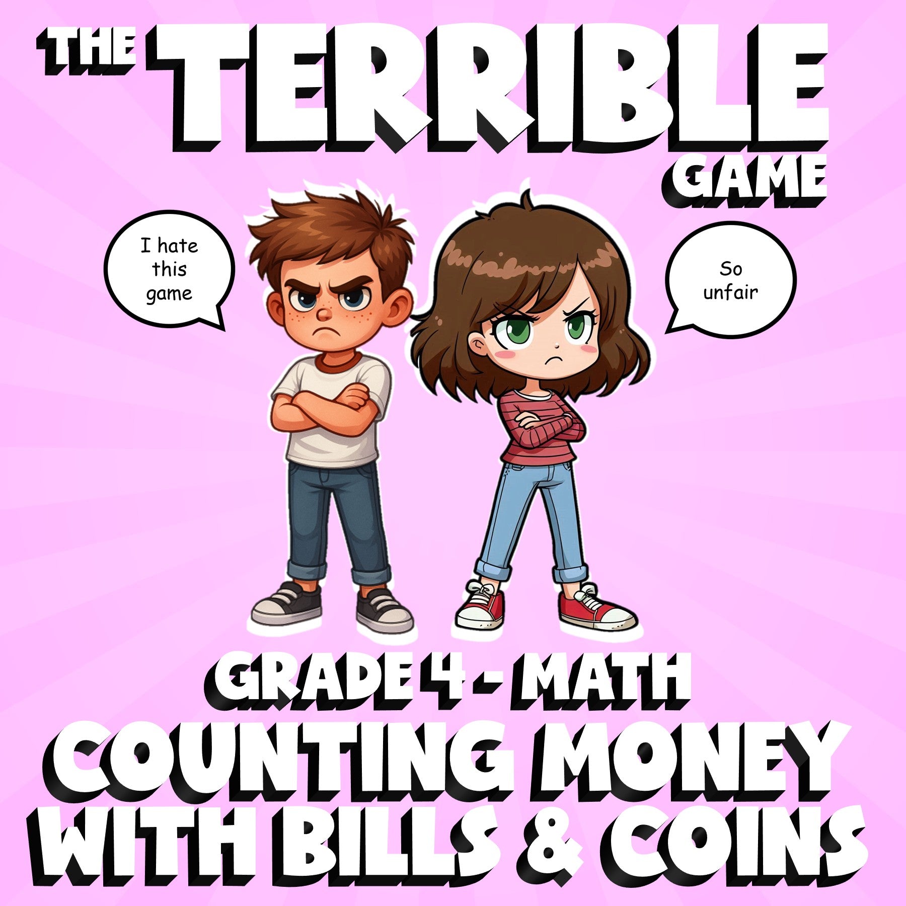 Counting Money with Bills & Coins THE TERRIBLE GAME - Grade 4 Math Review