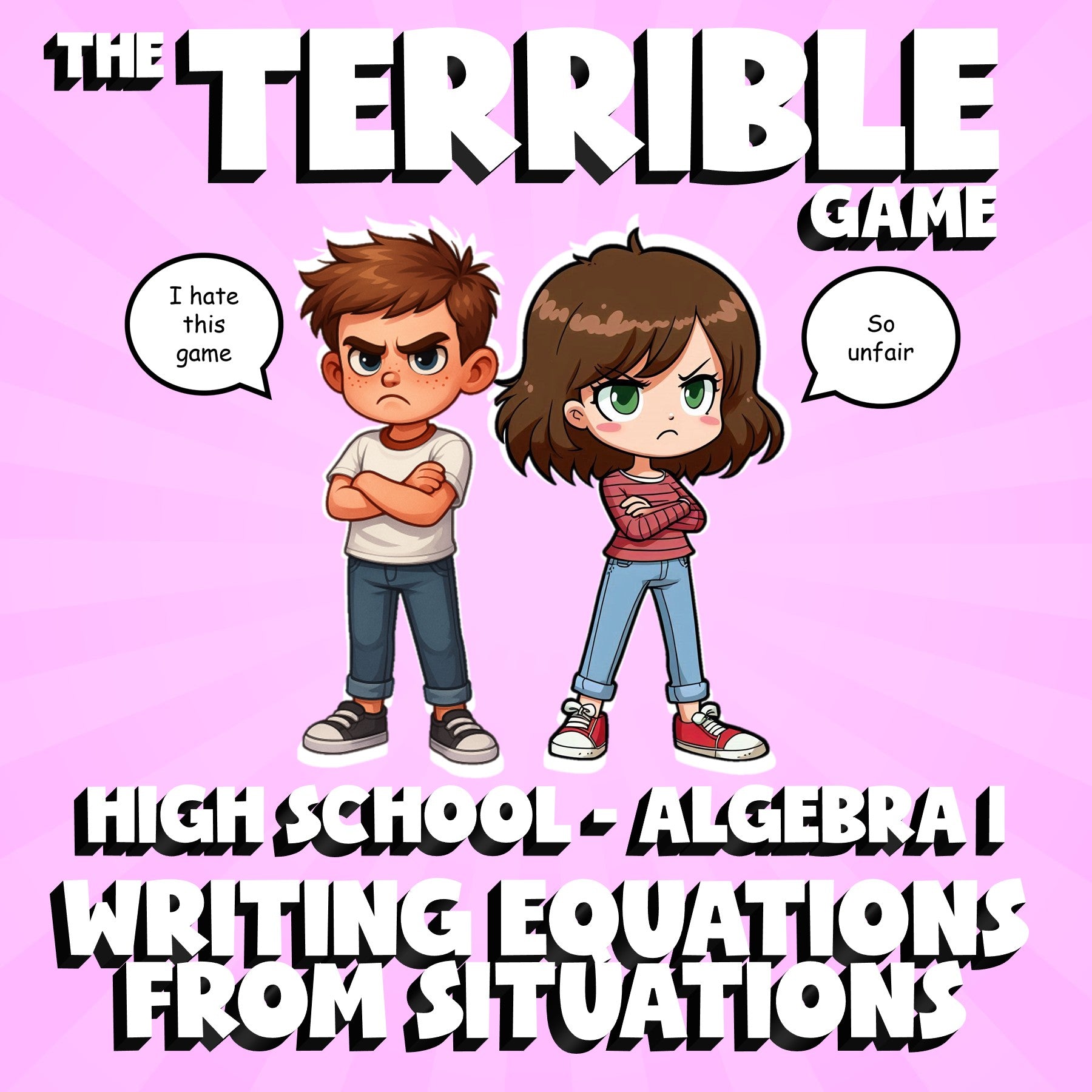 Writing Equations from Situations THE TERRIBLE GAME - No Prep Algebra 1 Review