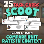 Compare Unit Rates in Context SCOOT TASK CARDS Math Game - No Prep Grade 6