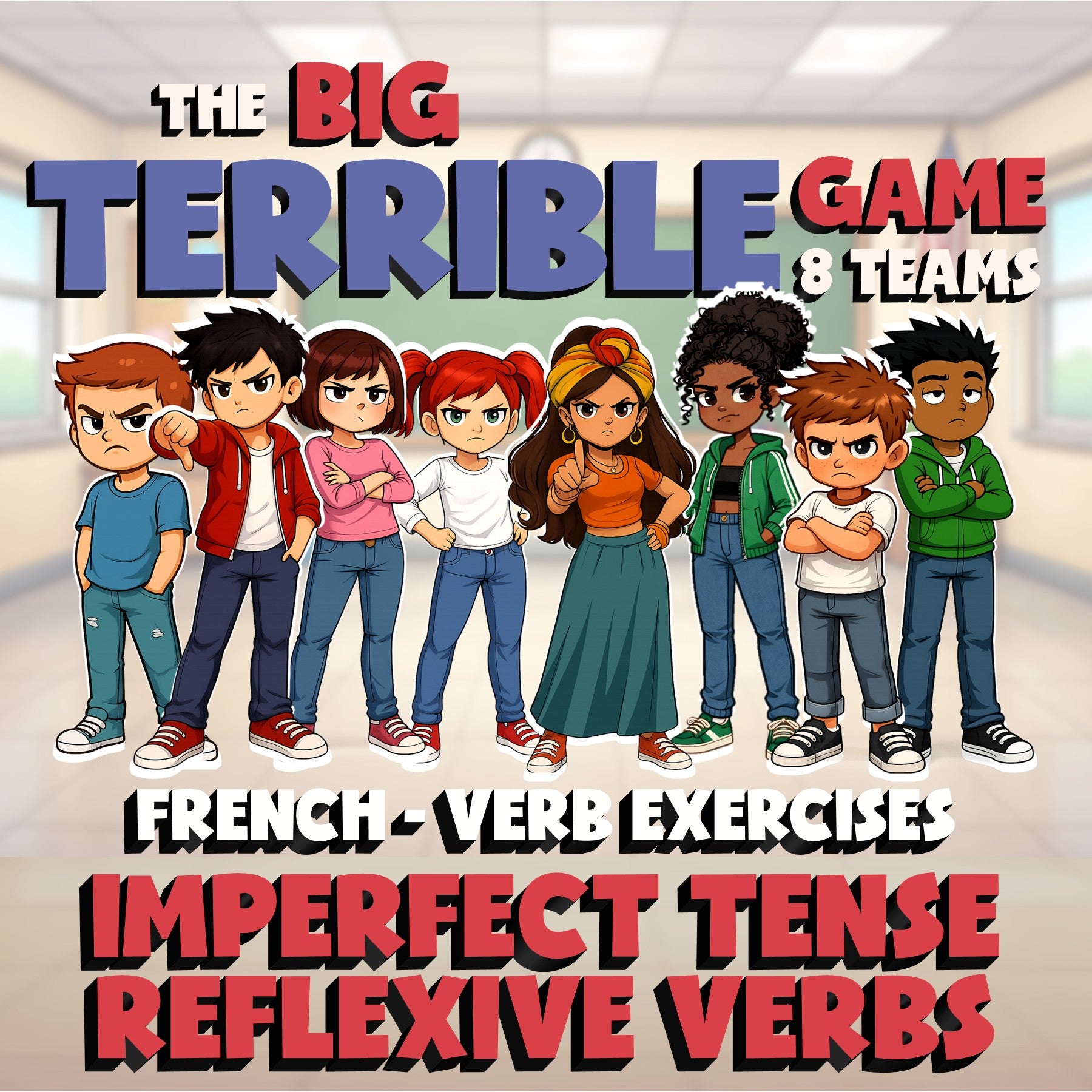 Imperfect Tense reflexive Verbs BIG TERRIBLE GAME - No Prep French Exercise