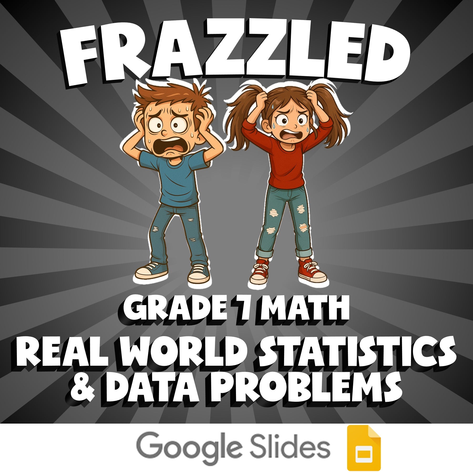 Real World Statistics & Data Problems FRAZZLED Math Game - No Prep Grade 7