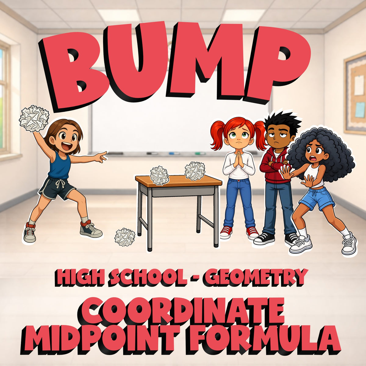 Coordinate Midpoint Formula BUMP Math Game - No Prep Geometry Review Activity