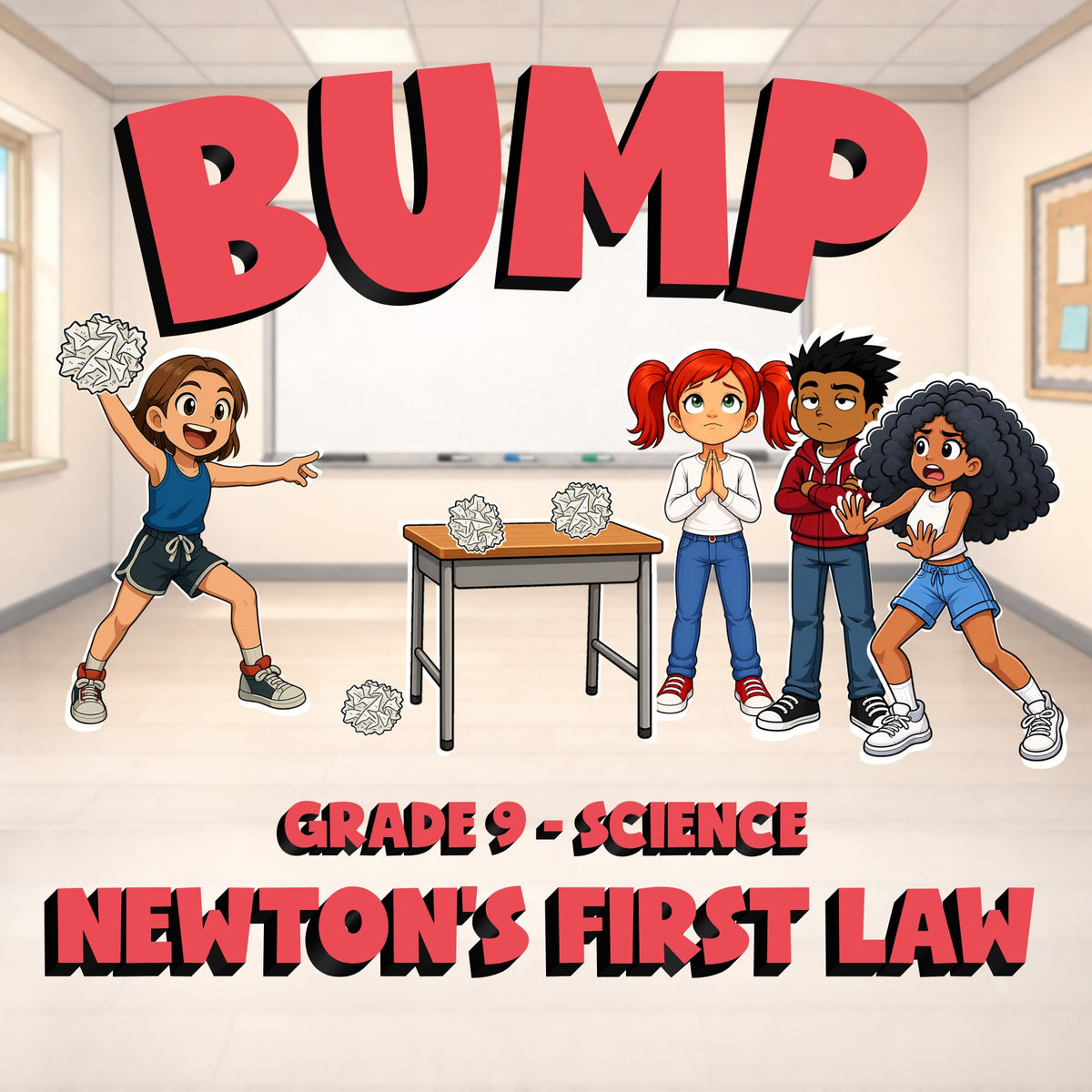Newton’s First Law BUMP Science Game - No Prep Grade 9 Review Activity