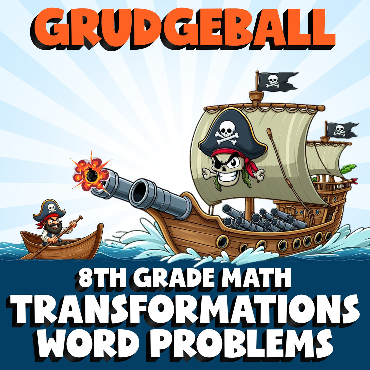 Transformations Word Problems GRUDGEBALL Math Game - No Prep Grade 8 Review