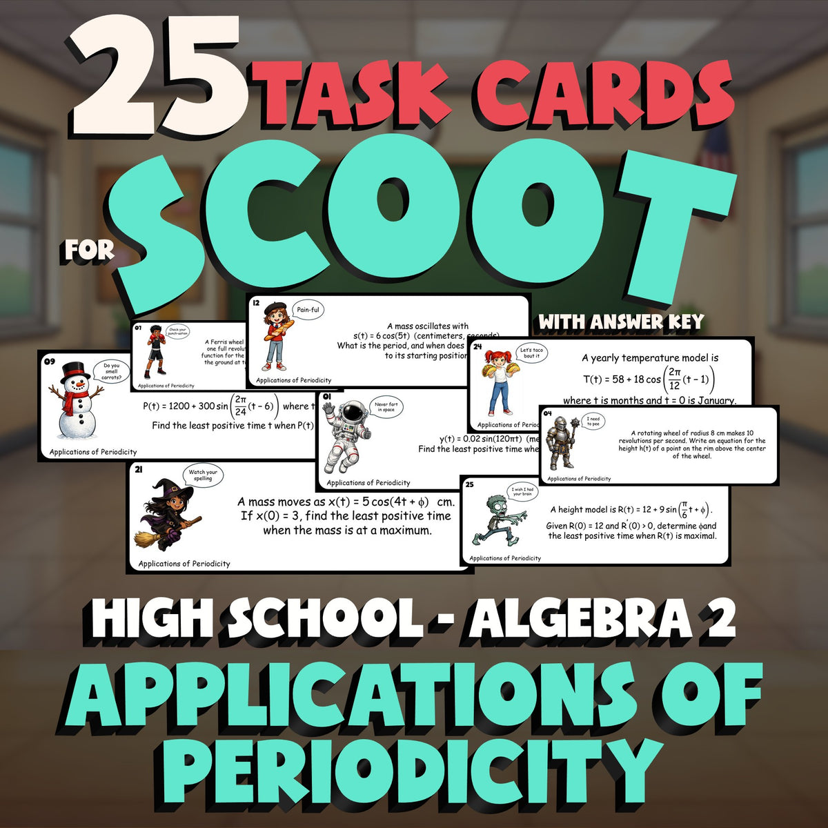 Applications of Periodicity SCOOT TASK CARDS Math Game - No Prep Algebra 2