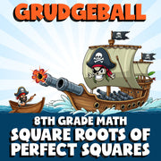 Square Roots of Perfect Squares GRUDGEBALL Math Game - No Prep Grade 8 Review