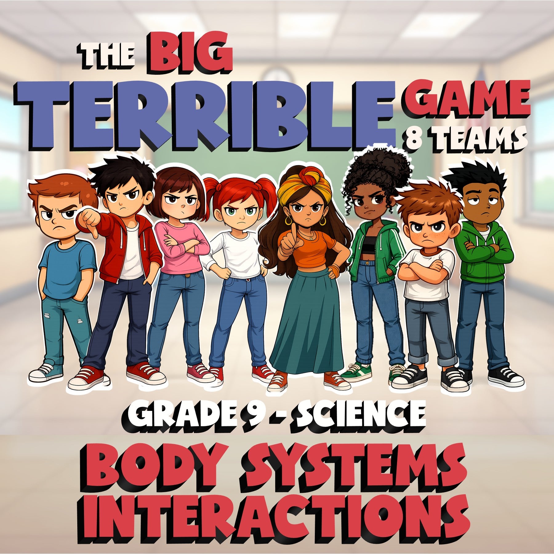 Body Systems Interactions BIG TERRIBLE GAME - No Prep Grade 9 Science Review