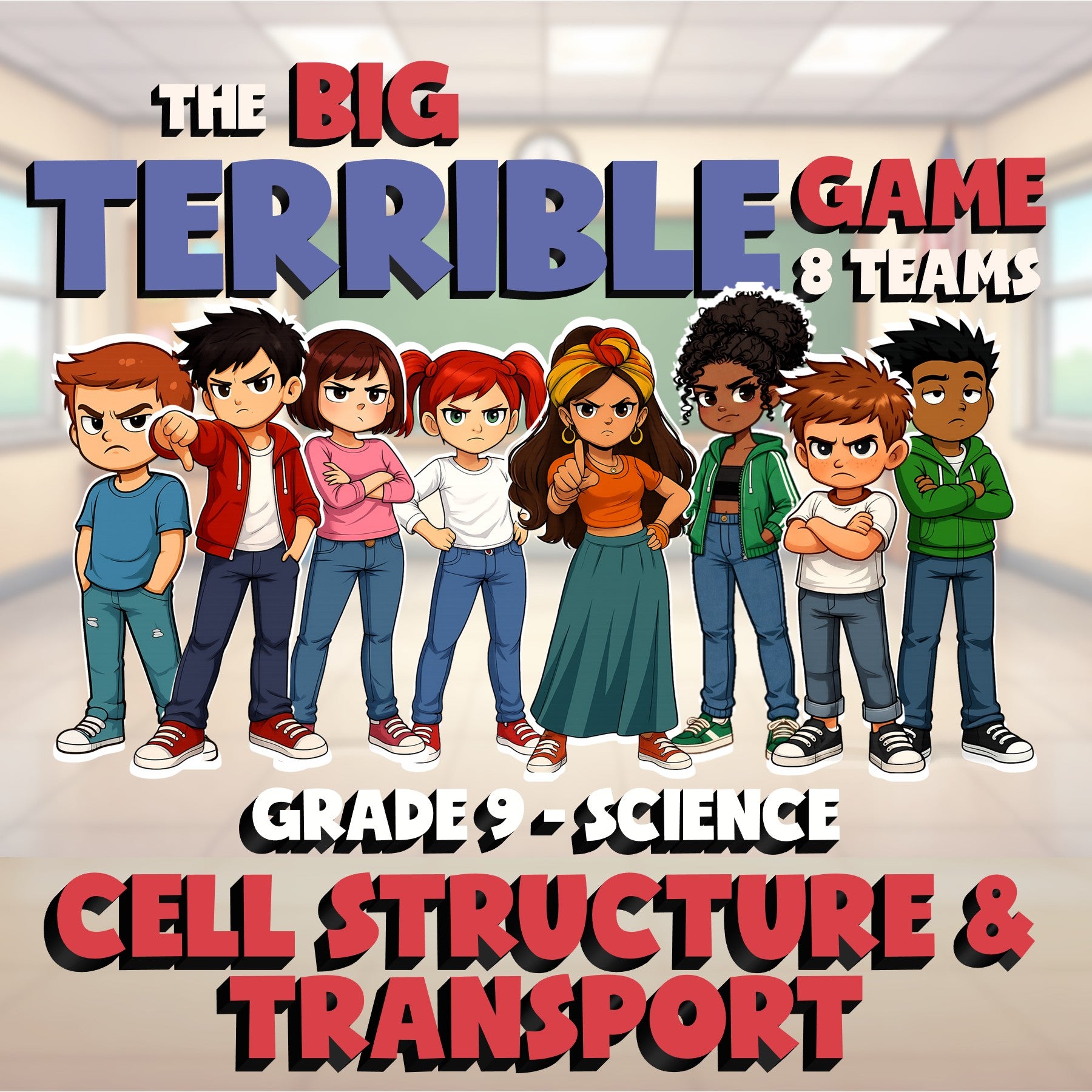 Cell Structure & Transport BIG TERRIBLE GAME - No Prep Grade 9 Science Review