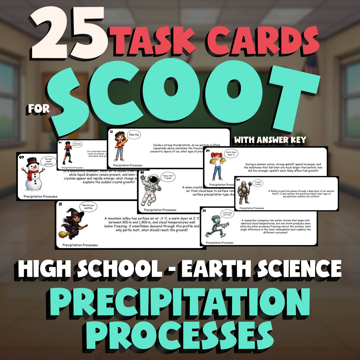 Precipitation Processes SCOOT TASK CARDS Game - No Prep Earth Science Review