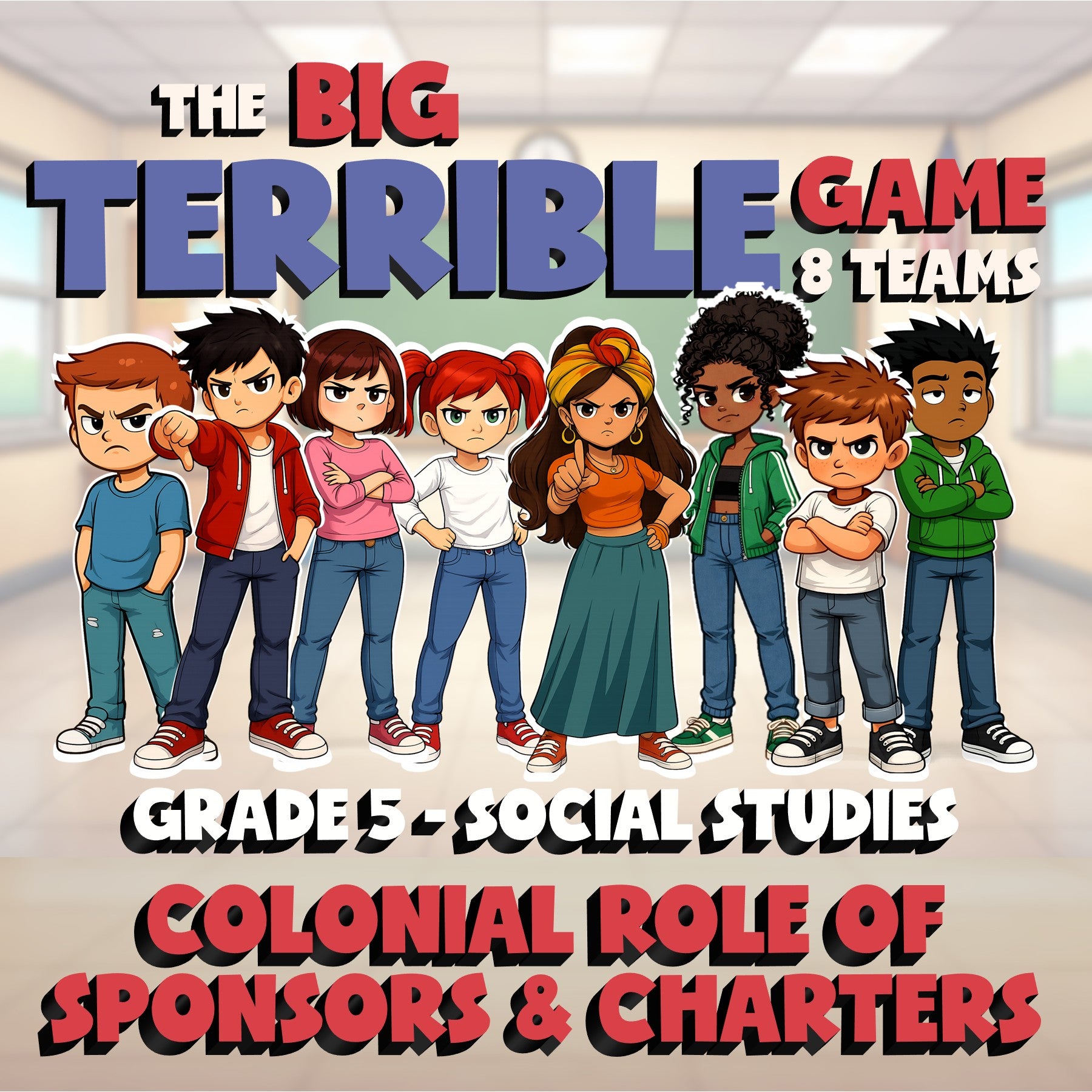 Colonial Role of Sponsors & Charters BIG TERRIBLE GAME - Grade 5 Socials Review