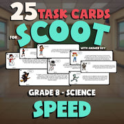 Speed SCOOT TASK CARDS Science Game - No Prep Grade 8 Review Activity