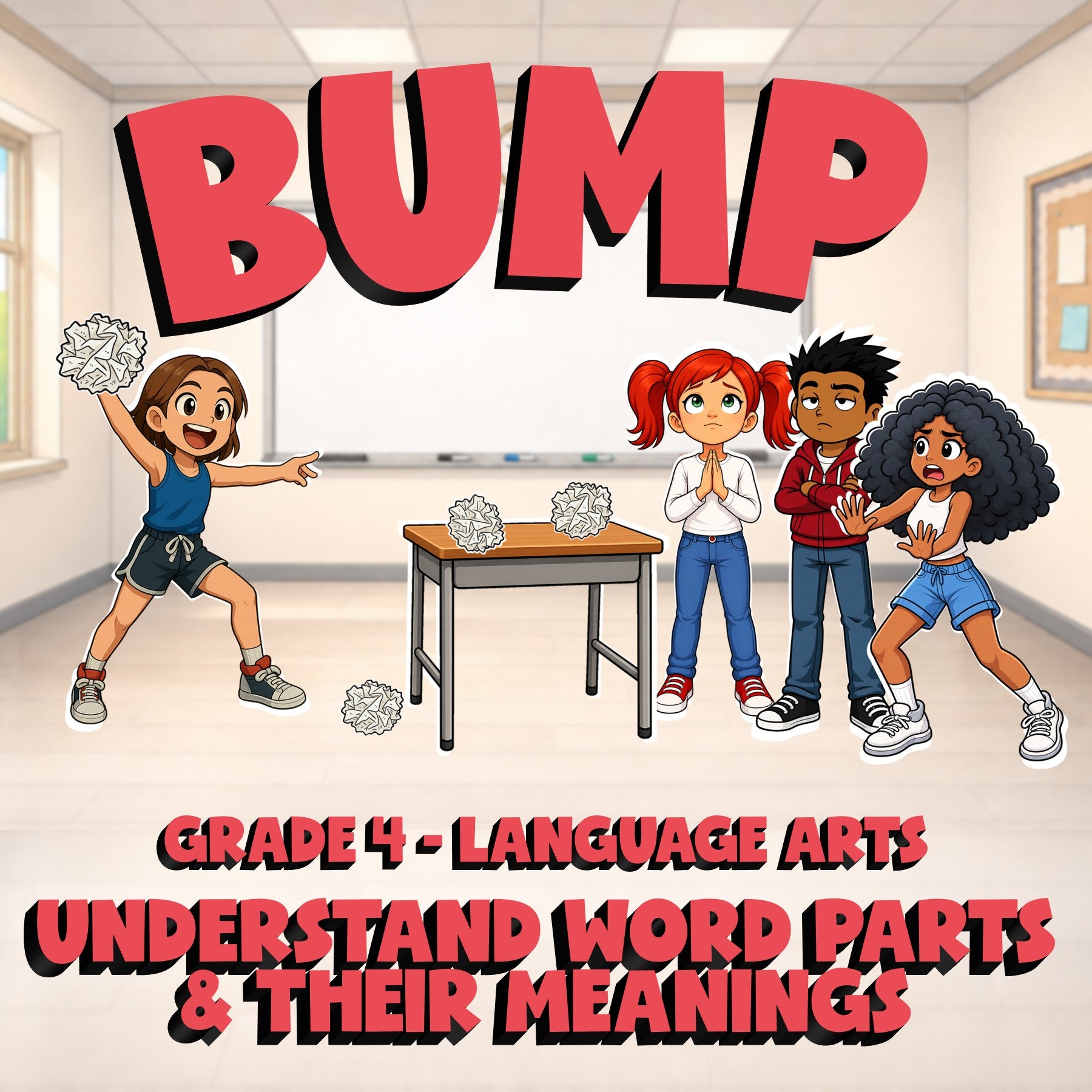 Understand Word Parts & Their Meanings BUMP ELA Game - No Prep Grade 4 Review