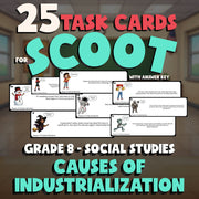 Causes of Industrialization SCOOT TASK CARDS Socials Game - No Prep Grade 8