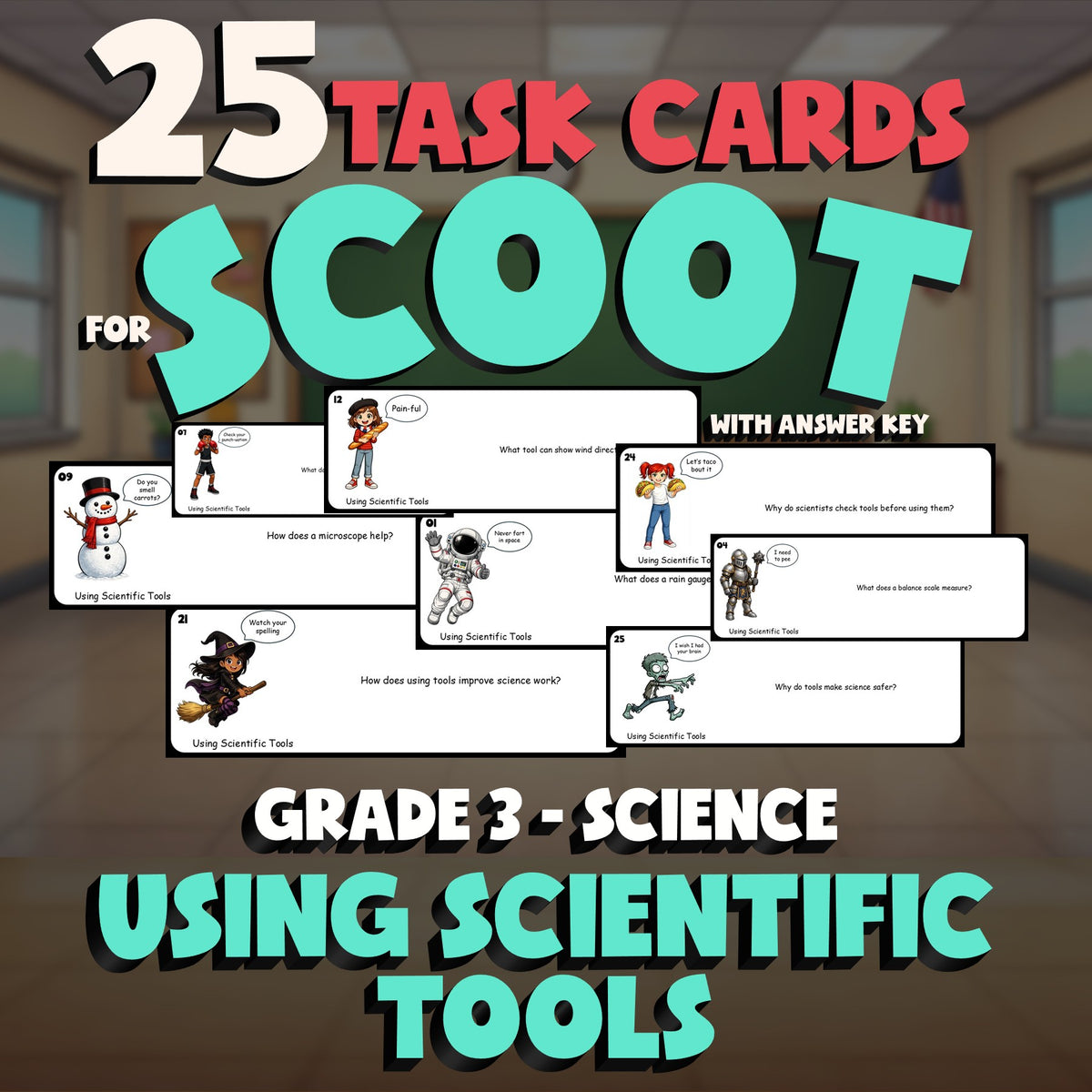 Using Scientific Tools SCOOT TASK CARDS Science Game - No Prep Grade 3 Review