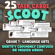 Identify Commonly Confused or Misused Words SCOOT TASK CARDS ELA Game - Grade 7
