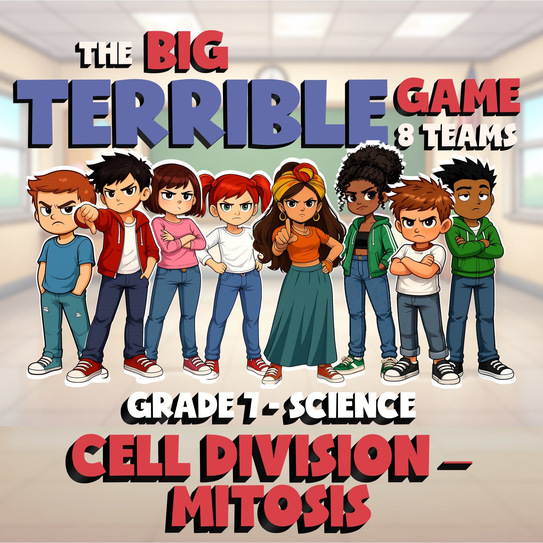 Cell Division – Mitosis BIG TERRIBLE GAME - No Prep Grade 7 Science Review