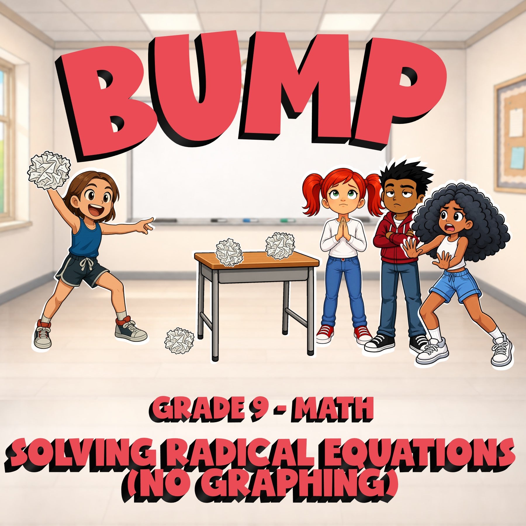 Solving Radical Equations (No Graphing) BUMP Math Game - No Prep Grade 9 Review
