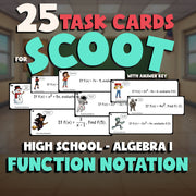 Function Notation SCOOT TASK CARDS Math Game - No Prep Algebra 1 Review Activity
