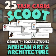 African Art & Architecture SCOOT TASK CARDS Socials Game - No Prep Grade 7