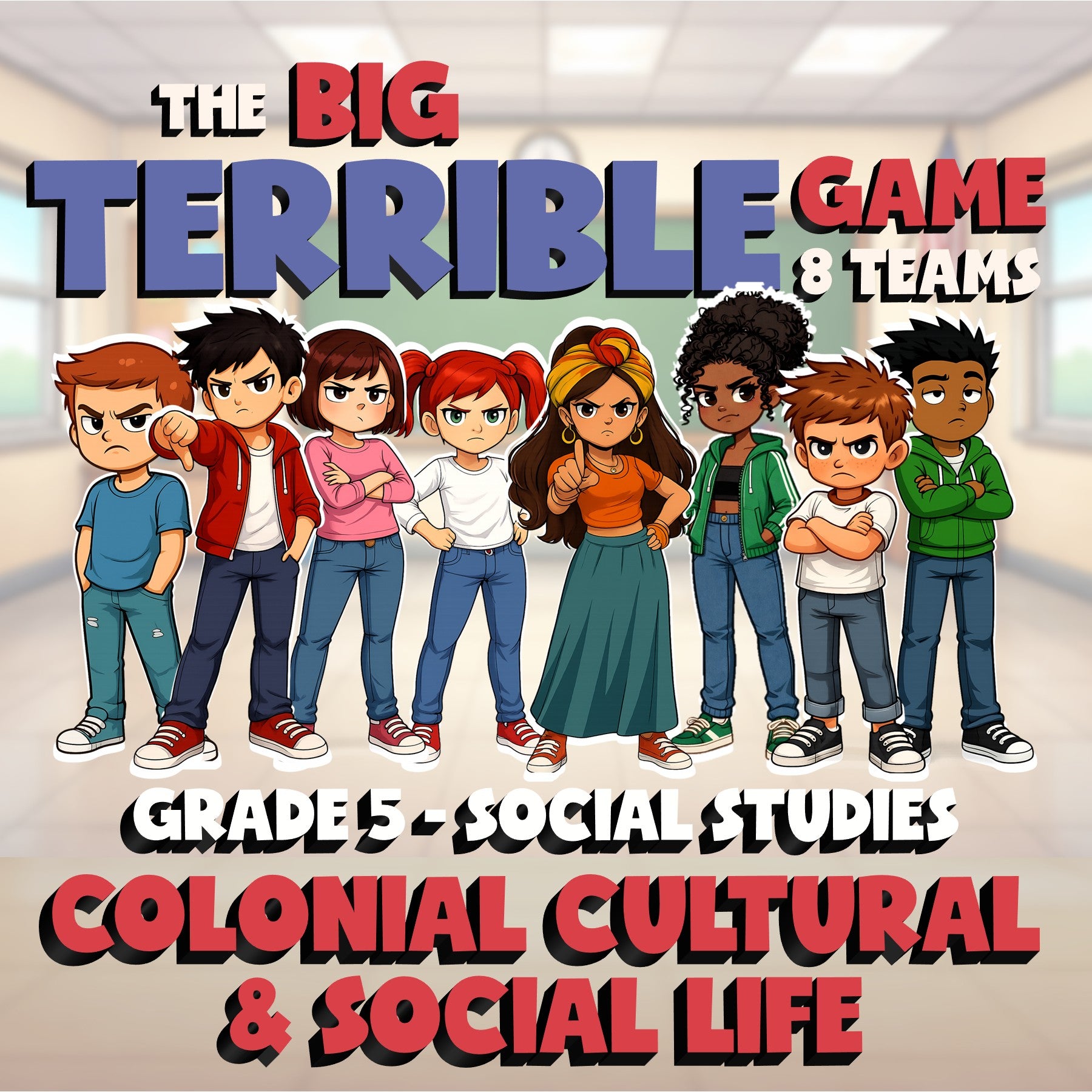 Colonial Cultural & Social Life BIG TERRIBLE GAME - Grade 5 Socials Review