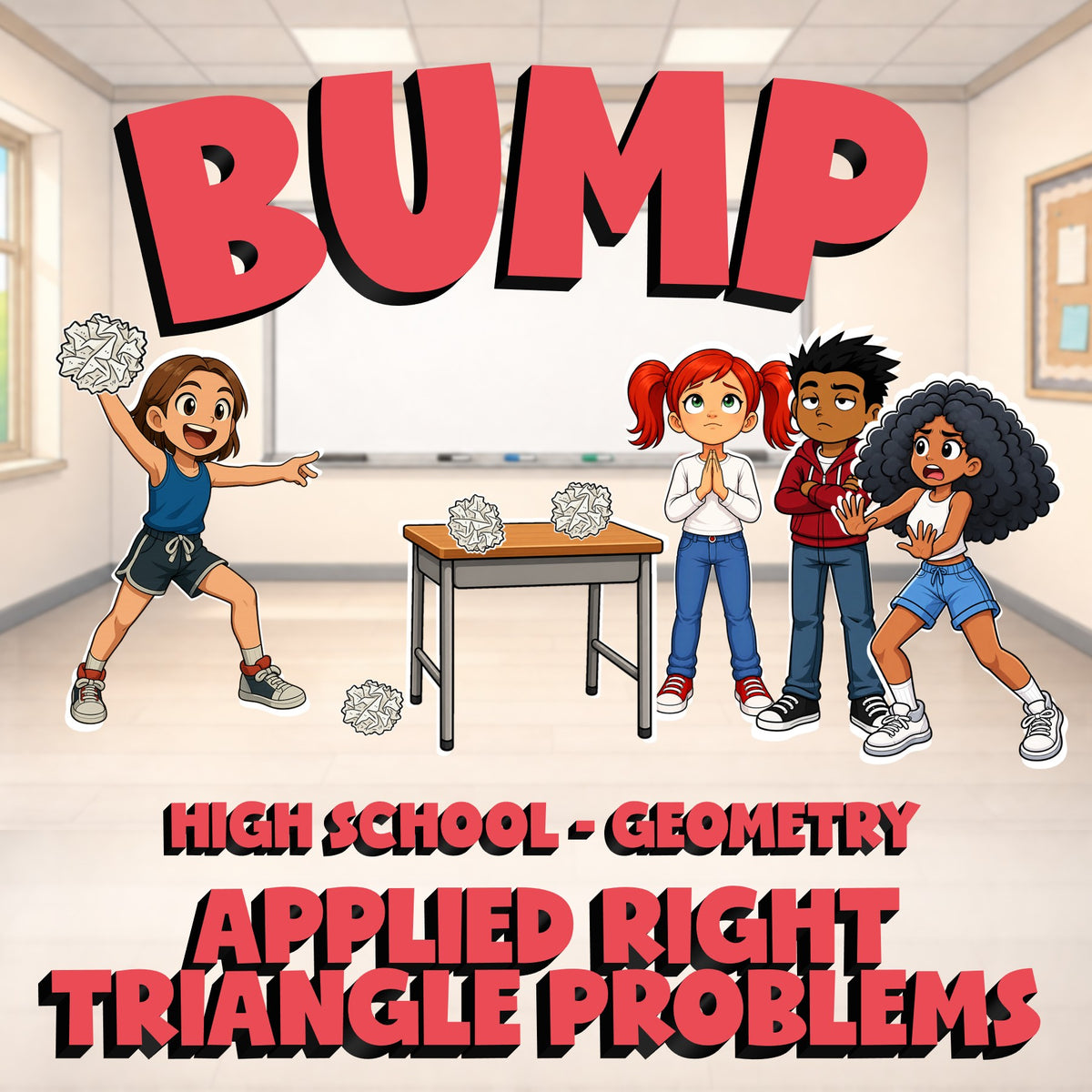 Applied Right Triangle Problems BUMP Math Game - No Prep Geometry Review