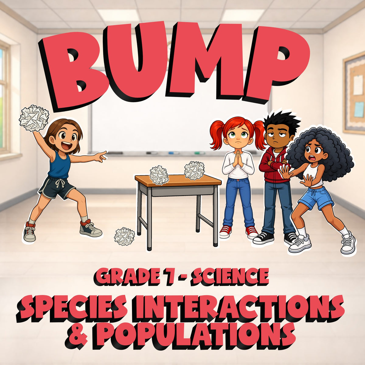 Species Interactions & Populations BUMP Science Game - No Prep Grade 7 Review