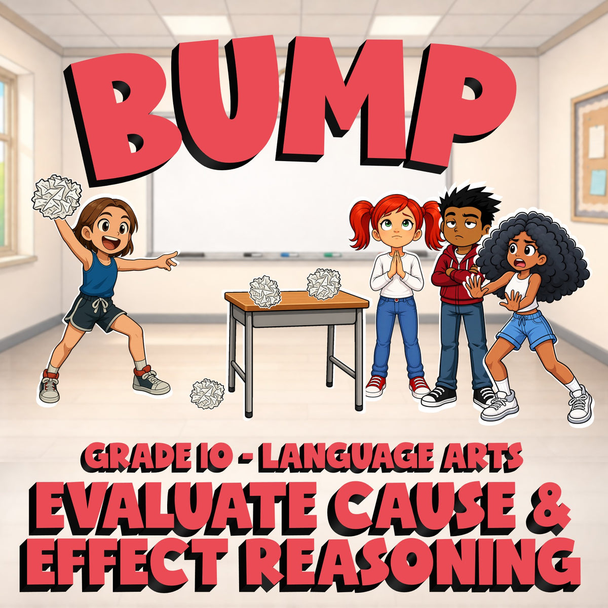 Evaluate Cause & Effect Reasoning BUMP ELA Game - No Prep Grade 10 Review