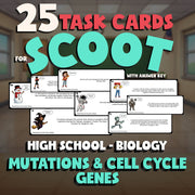 Mutations & Cell Cycle Genes SCOOT TASK CARDS Science Game - No Prep Biology