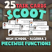 Piecewise Functions SCOOT TASK CARDS Math Game - No Prep Algebra 2 Review