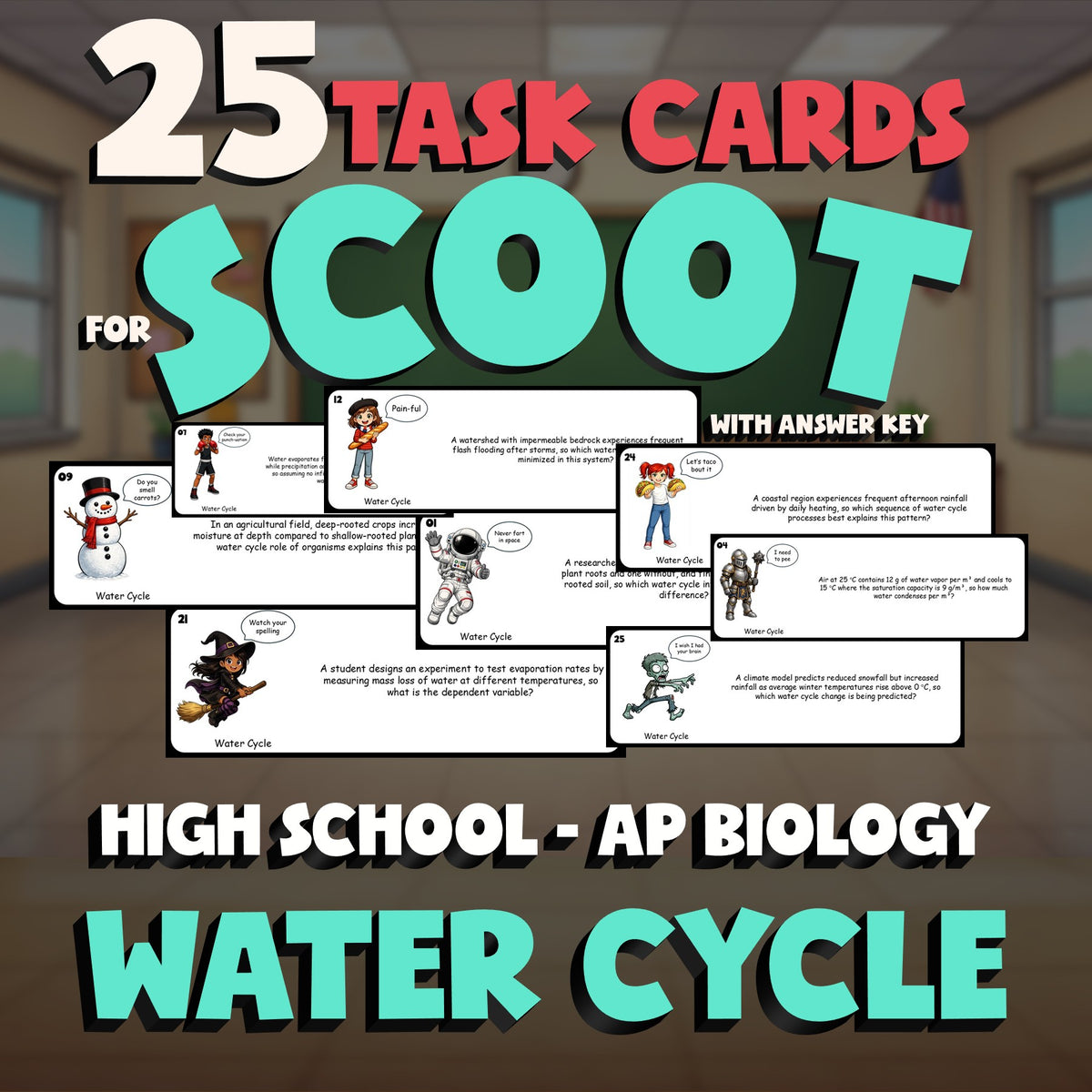 Water Cycle SCOOT TASK CARDS Science Game - No Prep AP Biology Review Activity