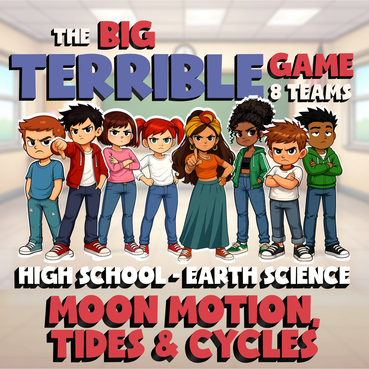 Moon Motion, Tides & Cycles BIG TERRIBLE GAME - No Prep Earth Science Review