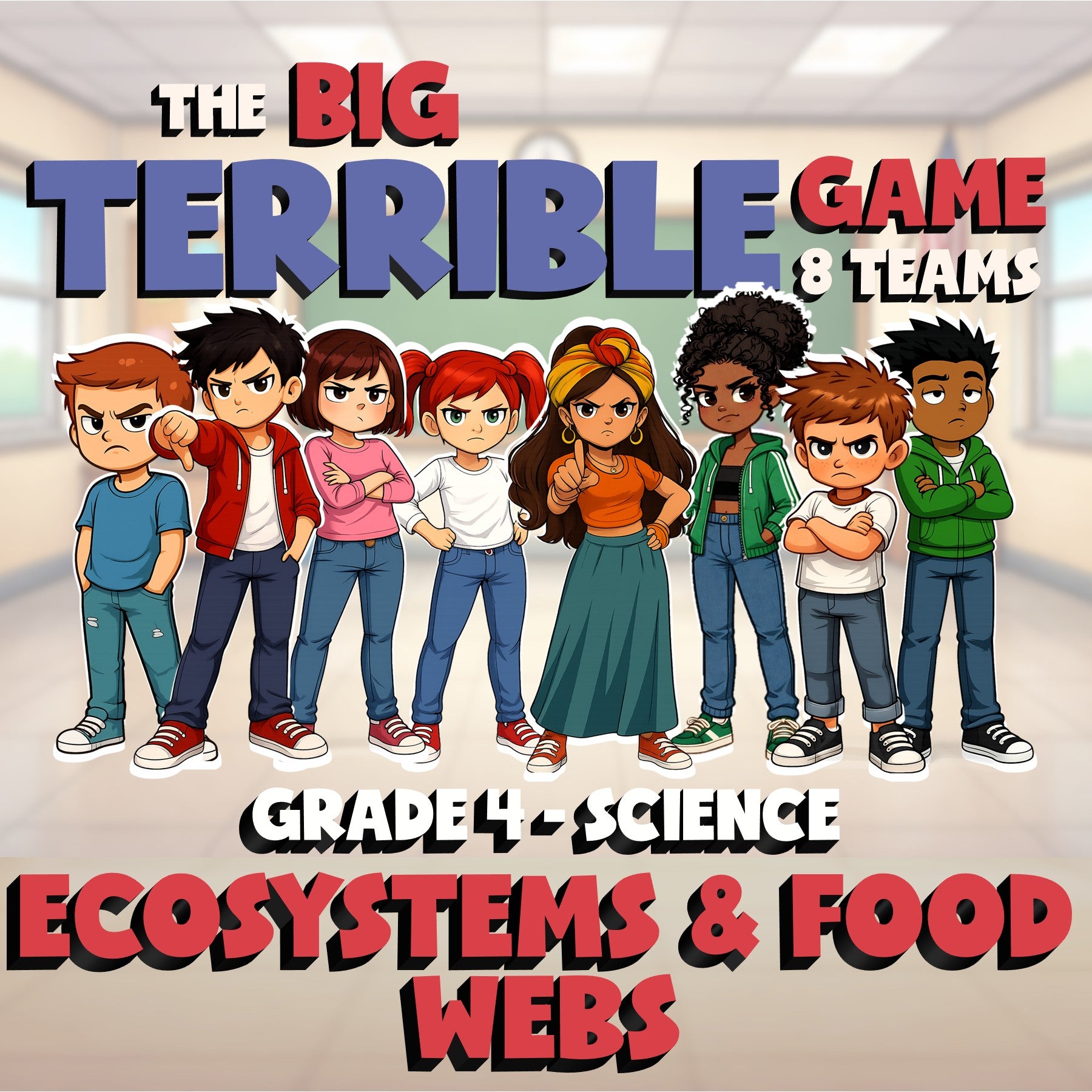 Ecosystems & Food Webs BIG TERRIBLE GAME - No Prep Grade 4 Science Review