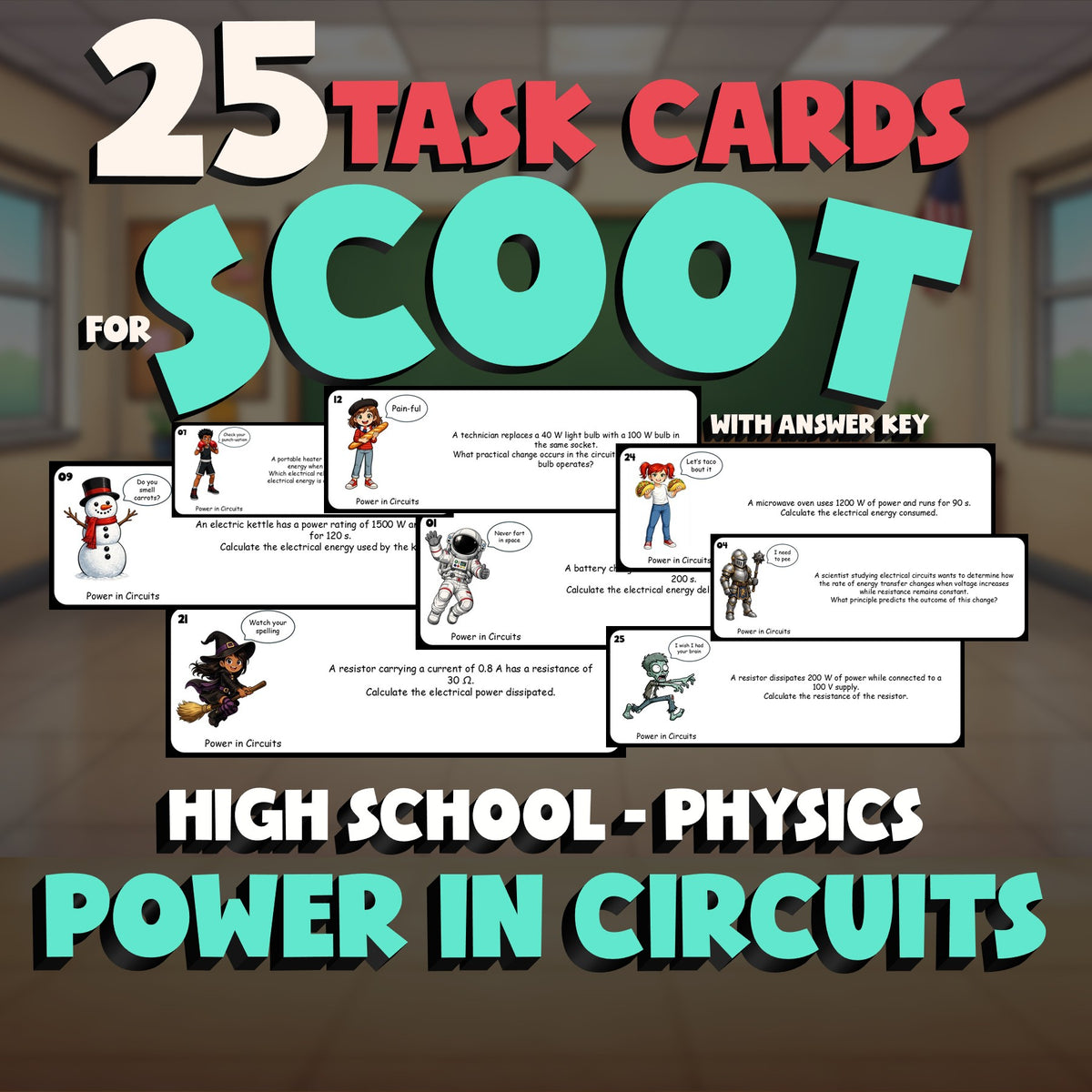 Power in Circuits SCOOT TASK CARDS Science Game - No Prep Physics Review