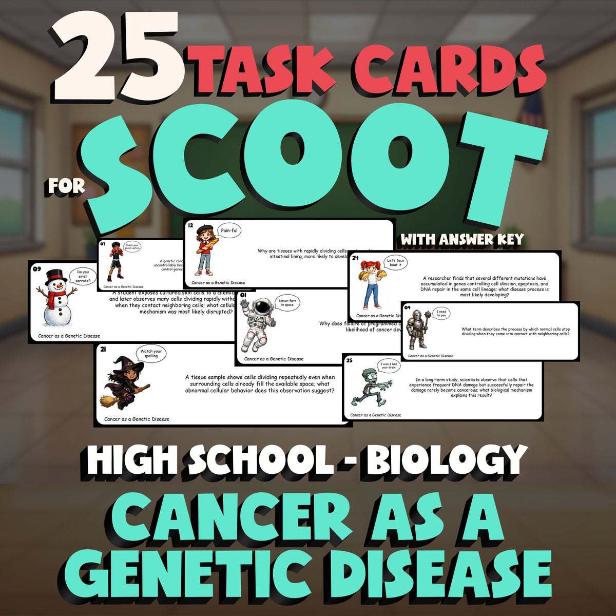 Cancer as a Genetic Disease SCOOT TASK CARDS Science Game - No Prep Biology