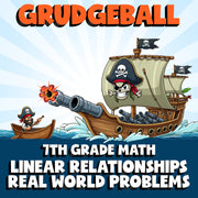 Linear Relationships Real World Problems GRUDGEBALL Math Game - No Prep Grade 7
