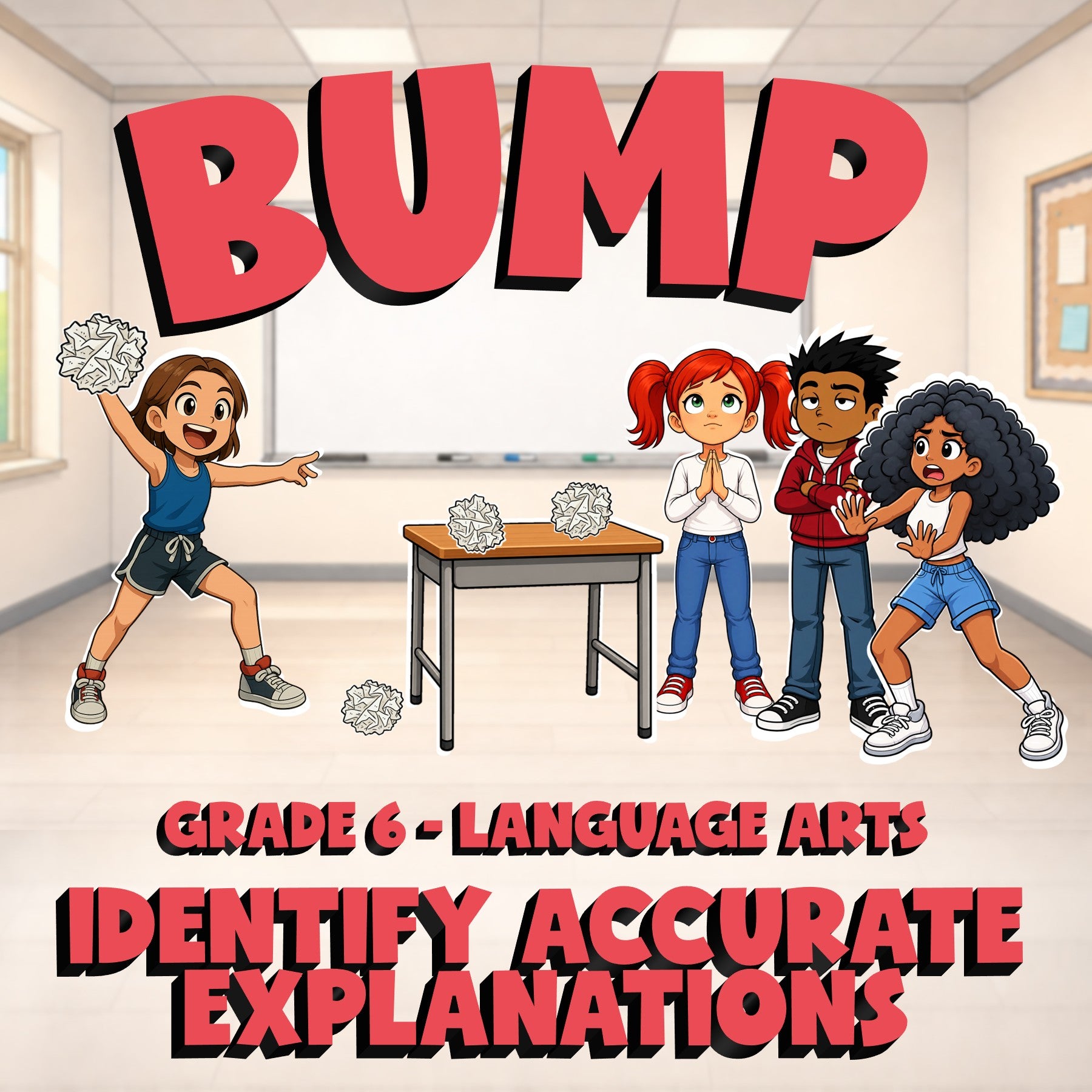 Identify Accurate Explanations BUMP ELA Game - No Prep Grade 6 Review Activity