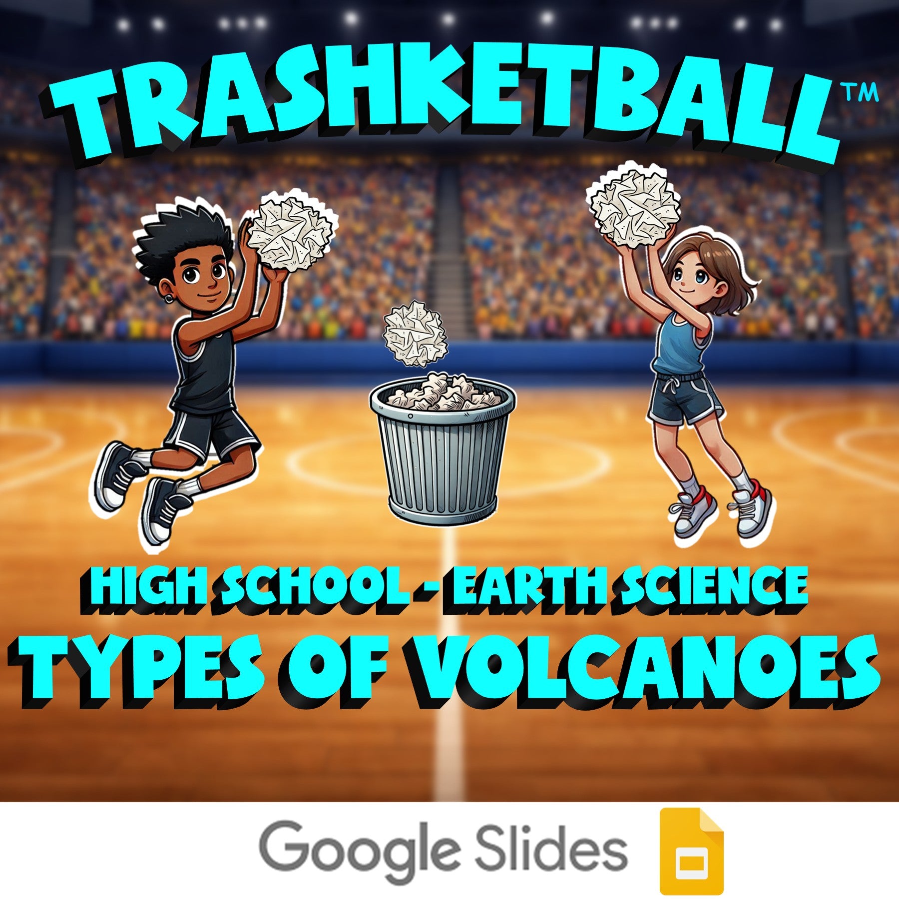 Types of Volcanoes TRASHKETBALL Game - No Prep Earth Science Review Activity