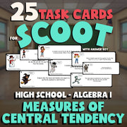 Measures of Central Tendency SCOOT TASK CARDS Math Game - No Prep Algebra 1