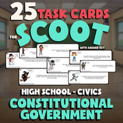 Constitutional Government SCOOT TASK CARDS Civics Game - No Prep Review Activity