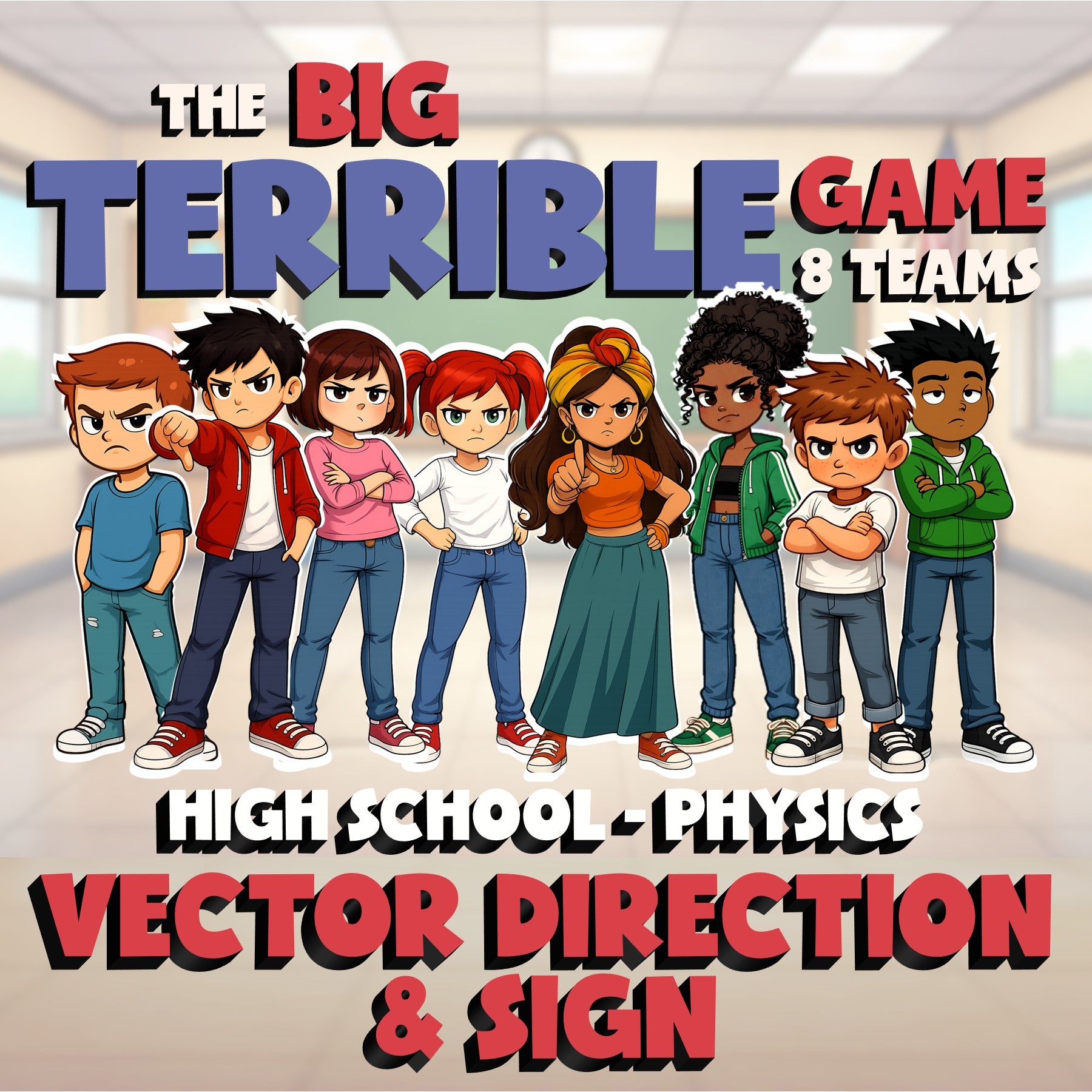 Vector Direction & Sign BIG TERRIBLE GAME - No Prep Physics Science Review