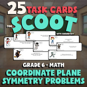 Coordinate Plane Symmetry Problems SCOOT TASK CARDS Math Game - No Prep Grade 6
