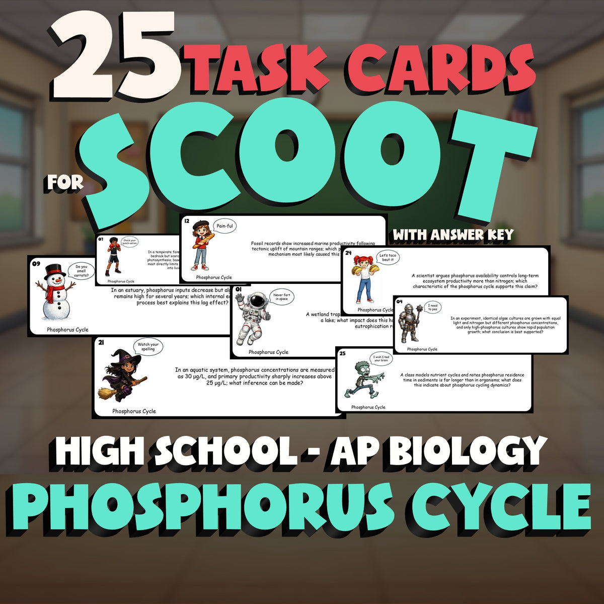 Phosphorus Cycle SCOOT TASK CARDS Science Game - No Prep AP Biology Review
