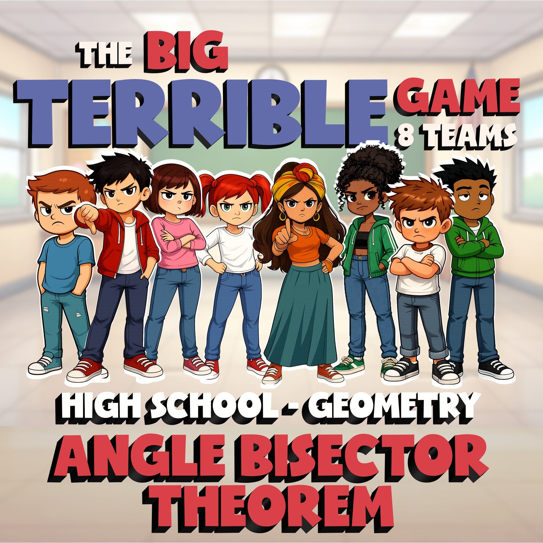 Angle Bisector Theorem BIG TERRIBLE GAME - No Prep Geometry Math Review Activity