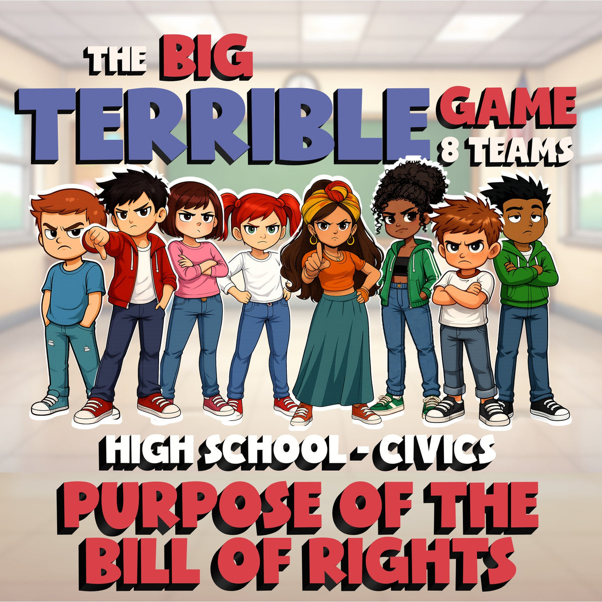 Purpose of the Bill of Rights BIG TERRIBLE GAME - No Prep Civics Review Activity
