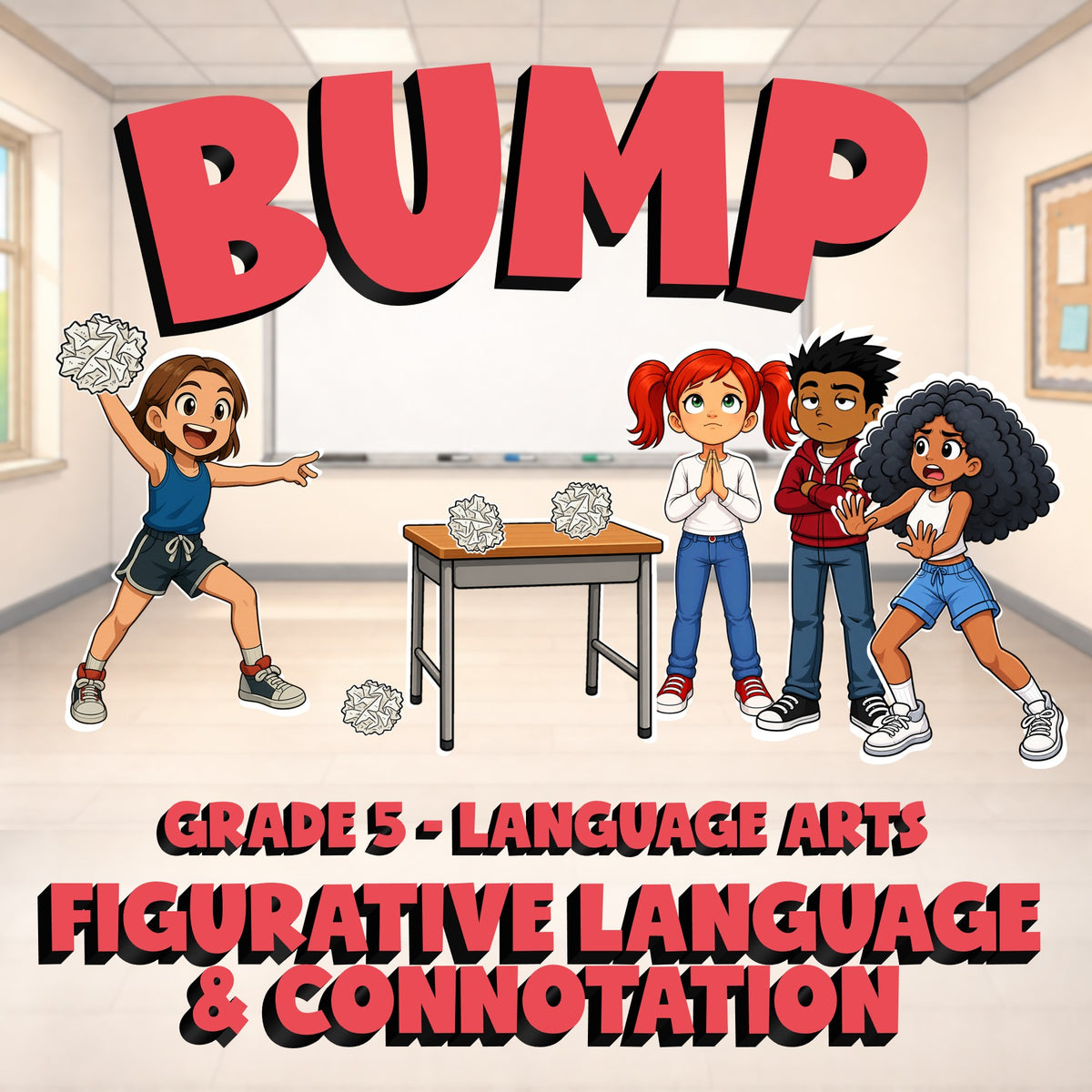 Figurative Language & Connotation BUMP ELA Game - No Prep Grade 5 Review