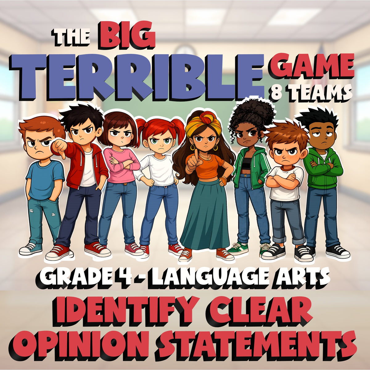 Identify Clear Opinion Statements BIG TERRIBLE GAME - No Prep Grade 4 ELA Review