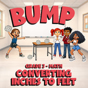 Converting Inches to Feet BUMP Math Game - No Prep Grade 3 Review Activity