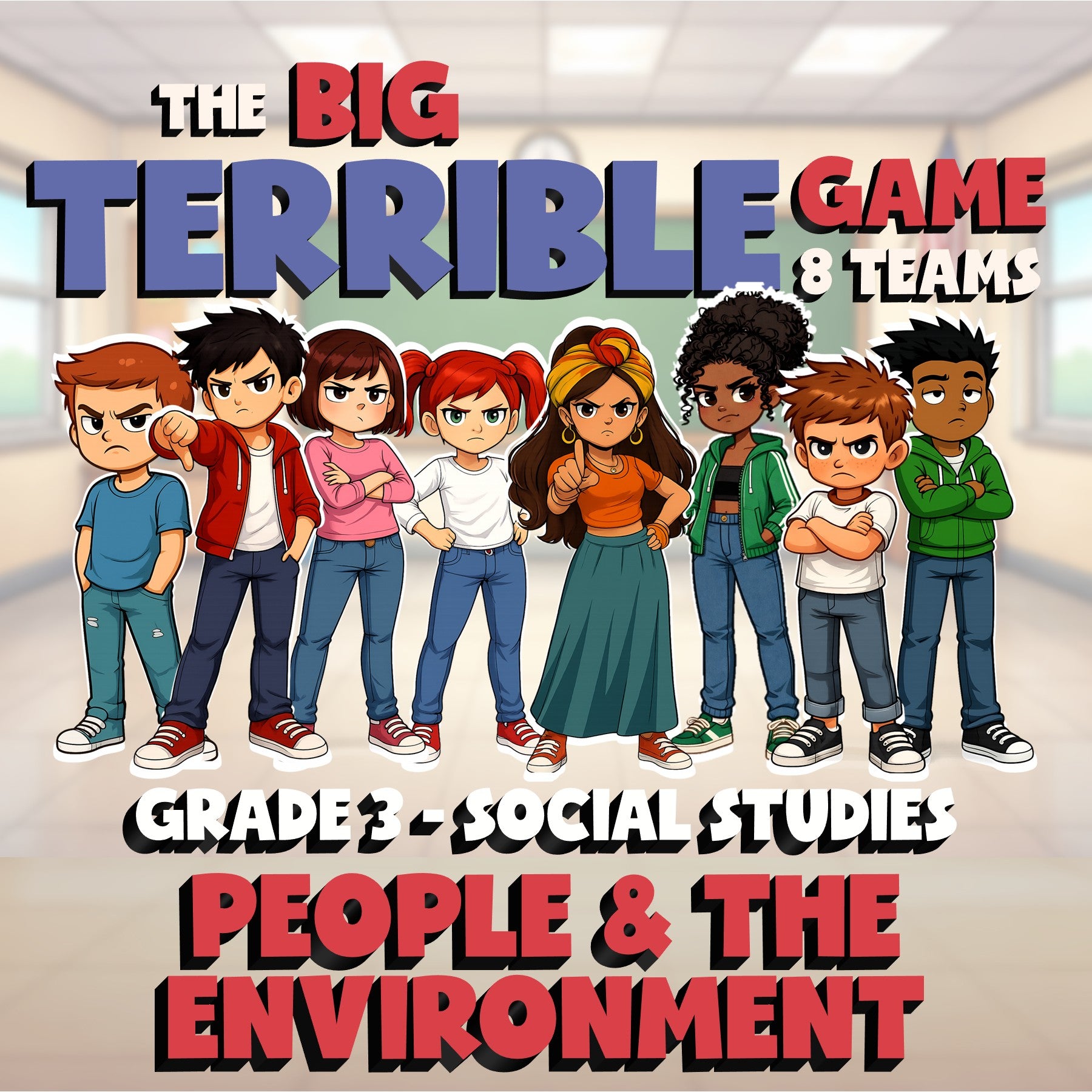 People & the Environment BIG TERRIBLE GAME - No Prep Grade 3 Socials Review