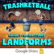 Landforms TRASHKETBALL Socials Game - No Prep Grade 3 Review Activity