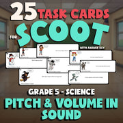 Pitch & Volume in Sound SCOOT TASK CARDS Science Game - No Prep Grade 5 Review